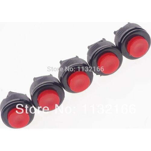 Red 2 Pin Hole 16mm SPST OFF-(ON) 1A 125VAC NO Maintained Push Button Switch