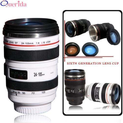400ml Creative Stainless Stee Camera Lens Coffee Tea Mug Practical Portable Travel Outdoor Personality Lens Cup With Lid Gift