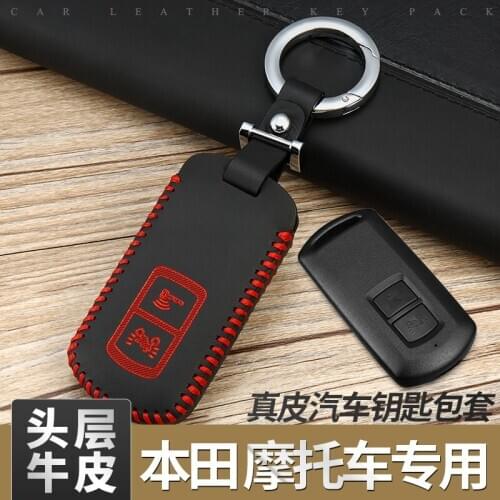 Luckeasy leather key cover for honda click 2019 moto car motobike Car Key bag/case wallet holder key2y
