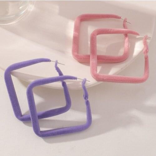 Wholesale European and American Fashion Geometric Earrings Exaggerated Personality Color Square Flannel Trendy Earrings