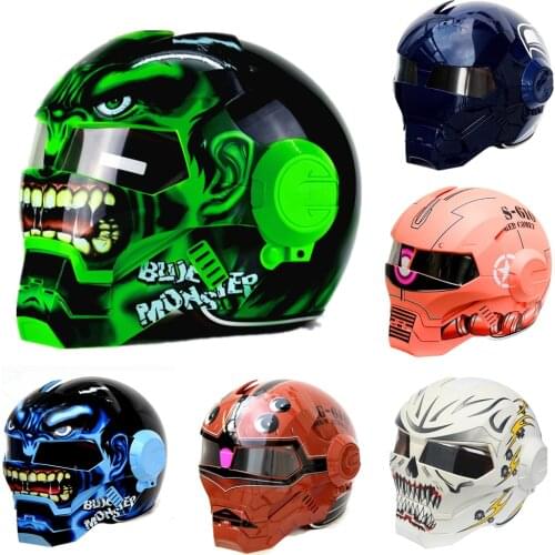 2021 Motorcycle Helmet Iron Man Women Open Face Mask Full Face Racing Motorbike Helmet Flip Up Helmets Unisex Four Seasons