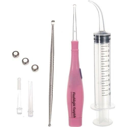Tonsil Stone Remover Tools Kit Ear Wax Remover LED Light With Box 3 Tips Earpick 12cc Irrigator Syringe Clean Oral Care Tool