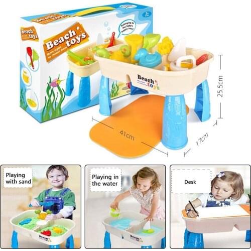 Sand And Water Table Set With Lid Cover Beach Toys Outdoor Garden Sandbox Kit Kids Summer Beach For Toddlers Kids