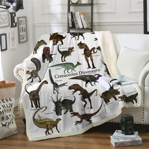 Dinosaur Blanket Throw For Sofa Bed Throw Winter Warm soft Animal Dino Fleece Bedspread For Children Kid Gift Adult home Blanket