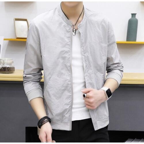 Sun protection clothing summer stand collar slim jacket mens thin section casual outdoor breathable