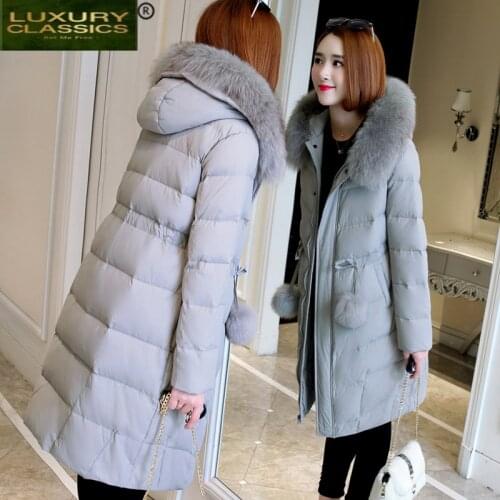 Parka Thick Warm Down Women Duck Down Jacket Female Winter Coat 2021 Ladies Long Coat Natural Raccoon Fur Overcoat 17006