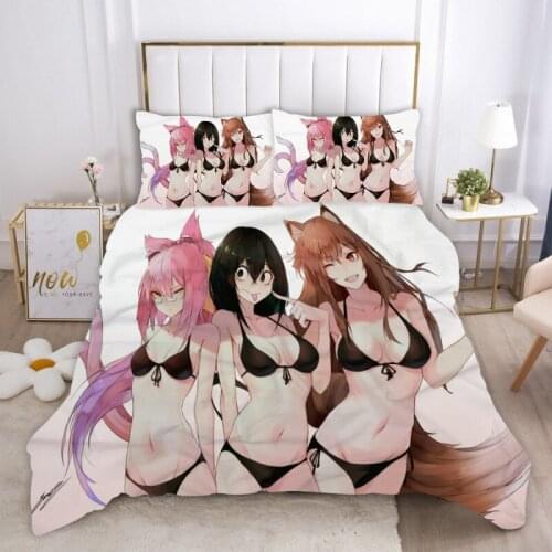 Sexy Beauty Bedding Anime Character Beauty Duvet Cover Pillowcase Sexy Anime Character 3-piece Set Double Large Quilt Cover