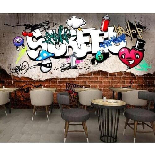Custom Wallpaper 3d Photo Mural European Style Retro Street Graffiti Brick Wallpaper Bar Ktv Background 3d wallpaper