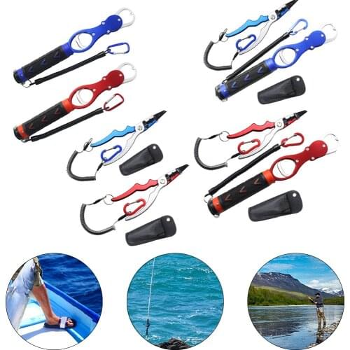 Portable Fishing Pliers Scissors Cutter Fish Lip Gripper Holder Lanyard Cutter Slick Scissor Clamp Clipper Forceps Gadget