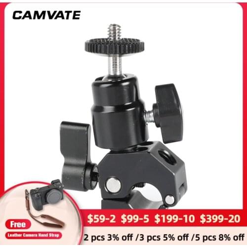 CAMVATE Camera QR 15mm Single Rod Clamp With 1/4"-20 Screw Mount Ball Head Holder For LCD monitor/ LED light/ Audio Recorder 99