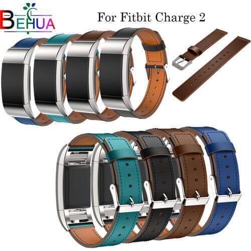 Bands For Fitbit Charge 2 smart watch Replacement luxury Genuine Leather Wristband With Metal Connectors Charge 2 sport Strap