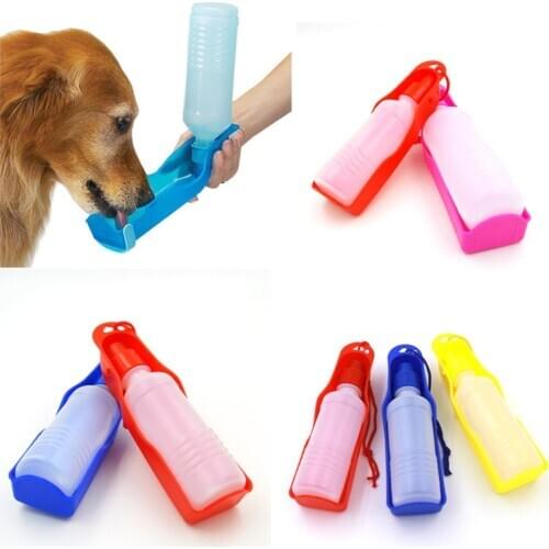 250ml Foldable Pet Dog Drinking Water Bottles Travel Hand Held Puppy Dogs Squeeze Water Bottle Dispenser Flip Down Water Pan