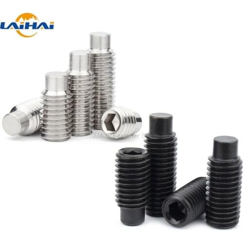 50X M2.5 M3 M4 M5M6 DIN915 304 stainless steel Black grade 12.9 Hex Hexagon Socket Set Screw with Dog Point Grub Convex End Bolt
