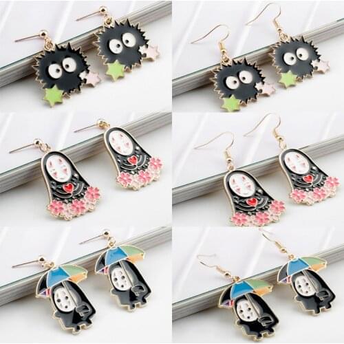 Japan Faceless Male Pendant Earrings Spirited Away Anime Hayao Miyazaki Metal Earrings ladies Jewelry