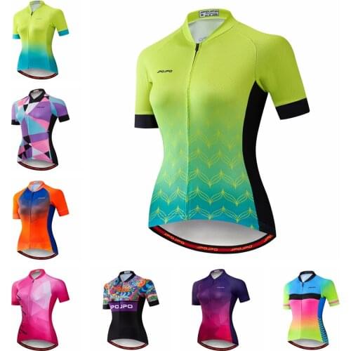 2021 Cycling Jersey Women Bike MTB Top Maillot Summer racing Road Mountain Bicycle Shirt female Riding Clothing Short Sleeve Red