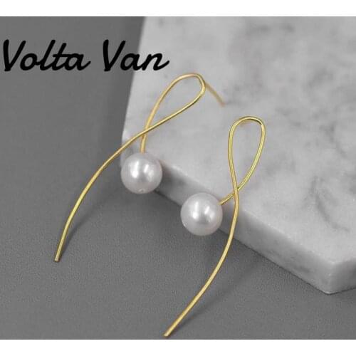 Volta Van Drop Earrings 925 Sterling Silver Freshwater Pearls 2021 New Elegant Fine Jewelry Trendy Concise Geometric Earrings