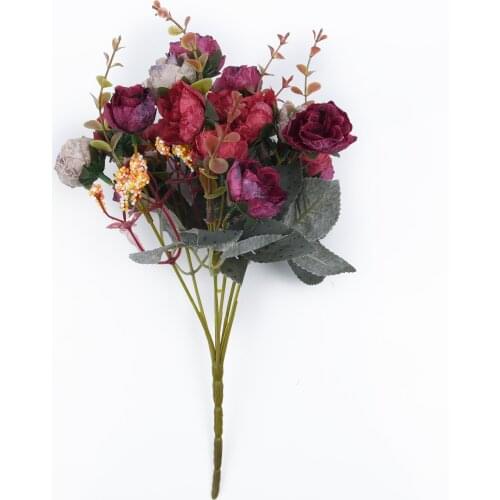 1 Bundle Silk Peony Bouquet 21 Head Artificial Roses Flowers Home Decor Accessories Wedding Party Scrapbook Fake Plants DIY