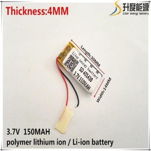 1pcs [SD] 3.7V,150mAH,[401430] Polymer lithium ion / Li-ion battery for TOY,POWER BANK,GPS,mp3,mp4,cell phone,speaker