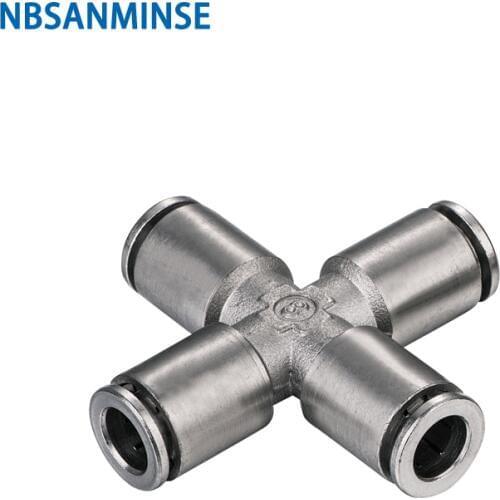 10Pcs/Lot PZT Four 4 Way Cross Union Brass Fitting Connector Pneumatic Pipe Fitting For Automation NBSANMINSE