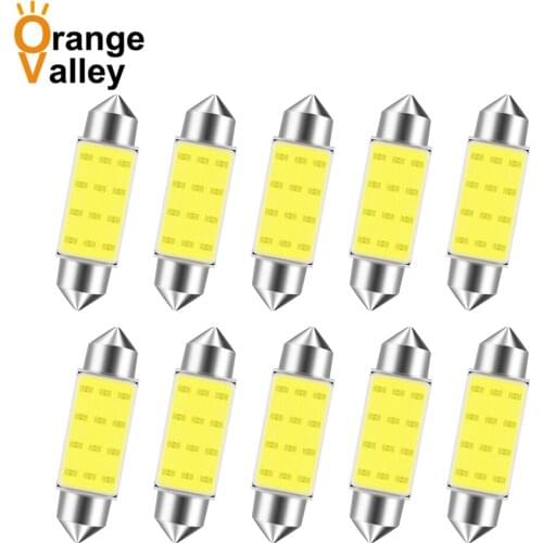 10PCS Super Bright 31mm 36mm 39mm 41mm 12V COB Dome Festoon LED Car Bulb Auto Lamp Bulb Interior Light Lamps parking DC12V