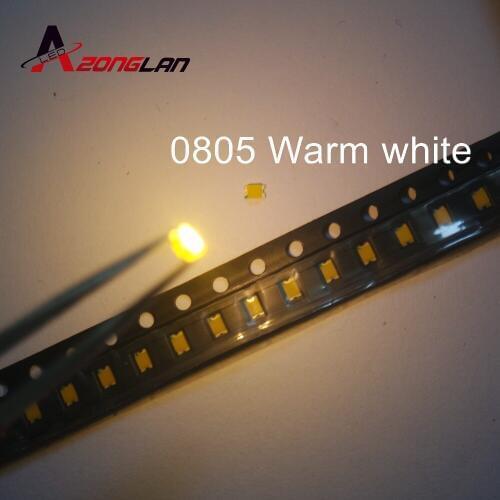100pcs 0805 SMD LED Warm white ledS 2800-3200K LED Light Diode Water Clear DIY Super Bright