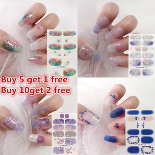 14pcs/sheet Glitter Matte Butterfly Series Nail Sticker Wraps Full Cover Nail Polish Sticker Self-Adhesive Nail Art Decoration