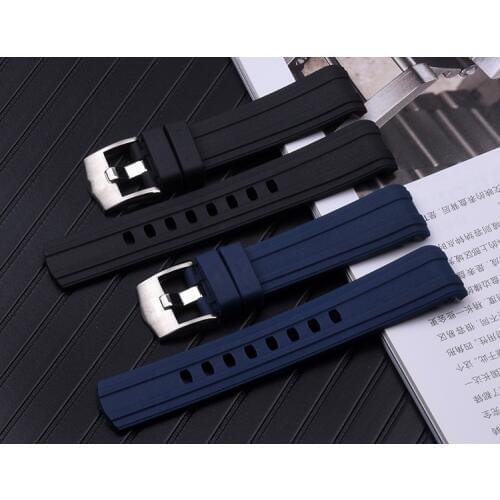 20mm 22mm watchband soft Rubber Silicone waterproof Watch band Buckle Belt replace for Omega strap for Seamaster 300 logo on