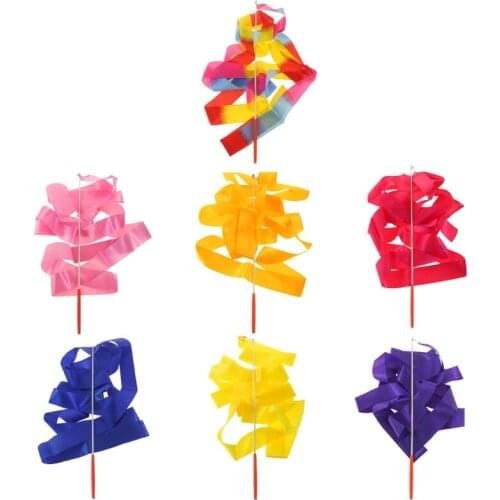 4M Gym Dance Bodybuilding Ribbon Rhythmic Art Gymnastic Ballet Streamer Twirling Rod Stick For Gym Training G99D