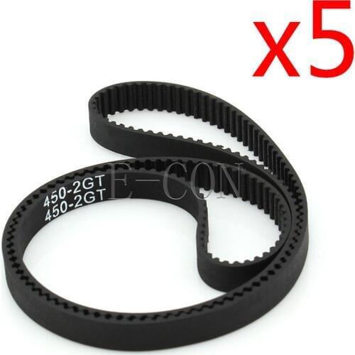 5pcs/lot 450-GT2 Loop Timing Belt Width 6mm GT2 Belt Rubber Fiberglass Inner Length 450mm 225 Teeth for GT2 Timing Pulley