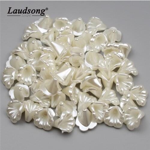 50PCS 15X14MM Flowers Shape Imitation Pearl Material Beads For DIY Crafts Handmade Decorative Accessories Beads