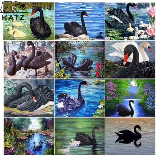Diamond Painting "black Swan Flower Lake" Diamond Embroidery Limited Holiday Gift Rhinestone Picture Art Decoration