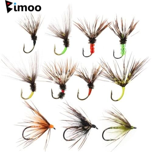 Bimoo 6PCS #12 Multiple Colors Tenkara Fly Soft Hackle Wet Fly Trout Fishing Lure Bait Emerger Larvae Nymph Barbed Hook
