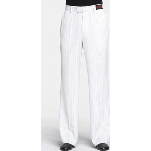 Professional Men Stripe Latin Dance Pants Adult Ballroom Pockets Pants Salsa Tango Rumba Cha Cha Standard Modern Dance Trousers