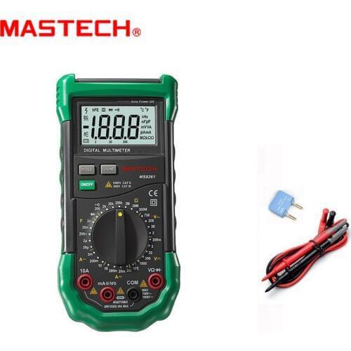 MasTECH MS8261 Digital Multimeter 3 1/2 AC DC V/ACapacitance Resistance Transistor Tester Meter backlight