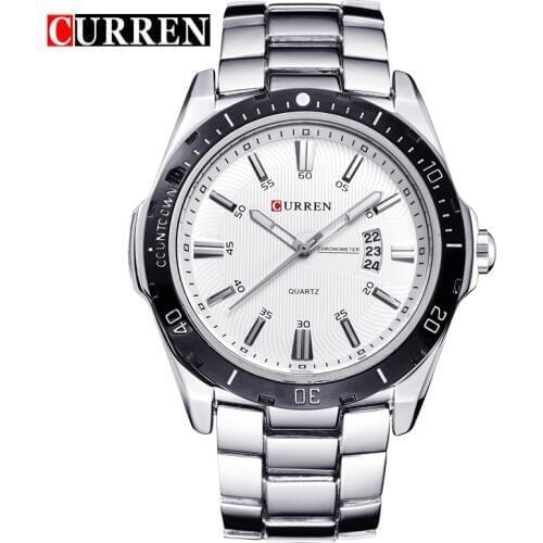CURREN Mens Watches Top Brand Luxury Fashion Business Quartz Wristwatch Full Steel Band Date Waterproof relogio masculino