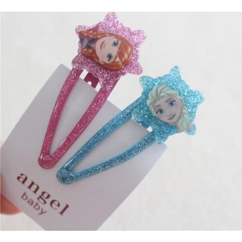 Disney cartoon childrens hair accessories baby girls headwear frozen elsa anna hair clip pair BB clip bang clip