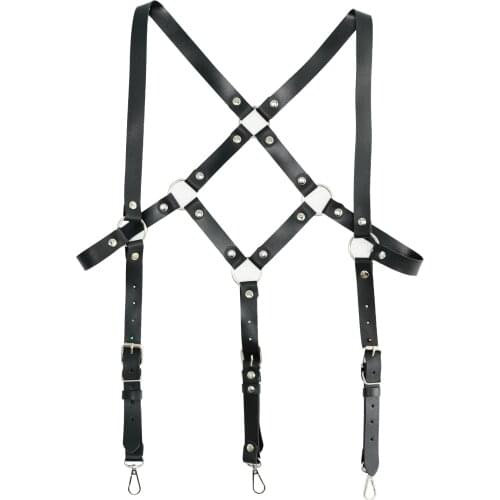 Men Hombre Body Chest Harness Waist Belt Leather Suspenders Gentleman Shoulder Strap Costume Adjustable Gothic Punk Waist Girdle