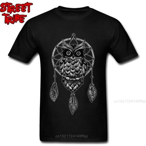 Dream Catcher Owl T-shirt Print Men Gift T Shirt Dreamcatcher Street Style Tops Custom Groups Tee America Funky Clothes Cotton