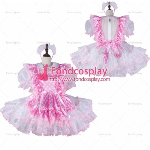 Sissy maid satin dress lockable Uniform cosplay costume Tailor-made[G2270]