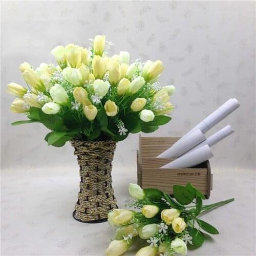 Artificial Flower 1 Branch Artificial Tulip 15-Head Flexible Stem Artificial Flower Fake Flower For Home Wedding Decoration