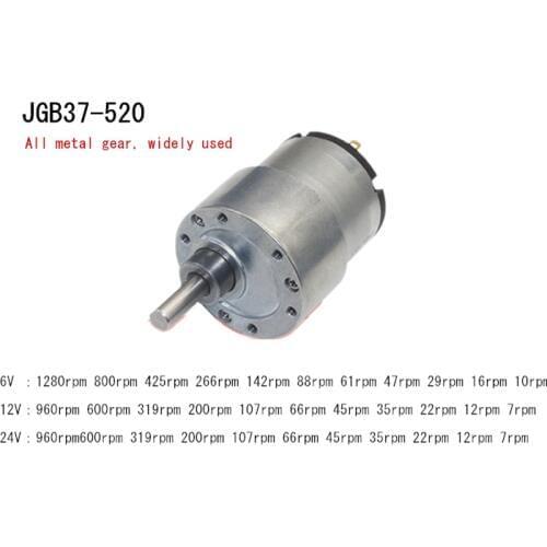 JGB37-520 6V 12V 24V reducer dc gear motor CW/CCW 37MM diameter motor, good for office/production/video recorder etc