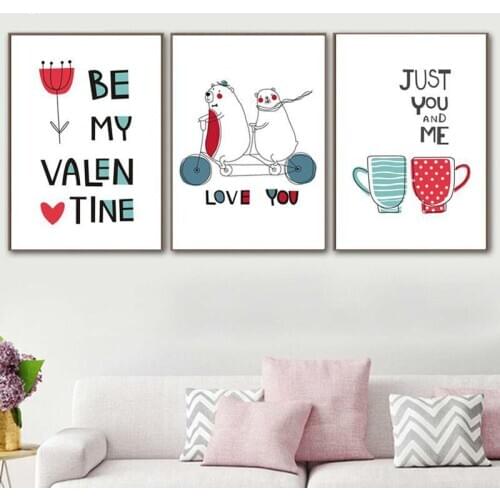 New Valentines Day Love Pattern Decoration Canvas Painting Bedroom Living Room Art Hanging Painting Canvas Art Picture Paris