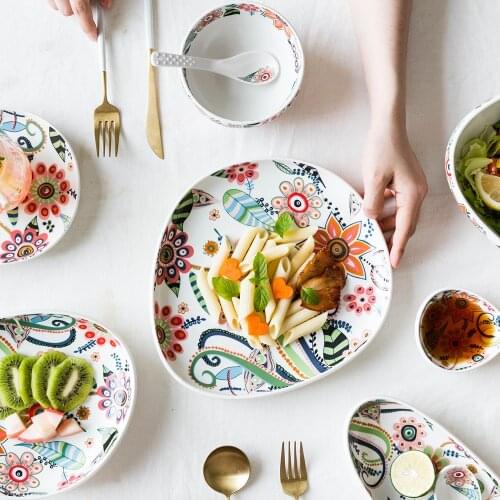 MDZF SWEETHOME Glaze Bowl Plate Rice Vegetable Soup Noodle Salad Bowl Sauce Serving Dish Tableware Set Kitchen Tools