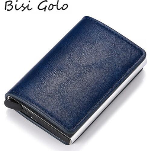 BISI GORO Fashion Men Women Credit Card Holder Carbon Card Holder Aluminum Slim Short Card ID Holder RFID Blocking Card Wallet