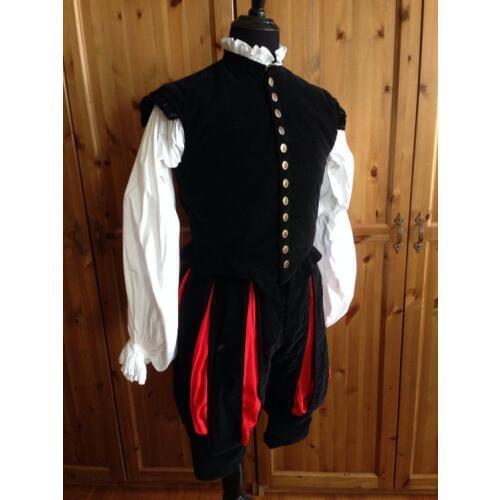 Queen Elizabeth Tudor Period Medieval Men cosplay black outfit Vintage Mens Costumes Medieval Renaissance black men outfit