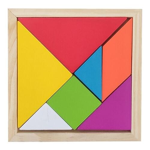 Colorful Wooden Tangram for Kids Jigsaw Puzzle Brain Teaser Educational Toys High Quality Tangram Puzzle Brinquedos For Kids