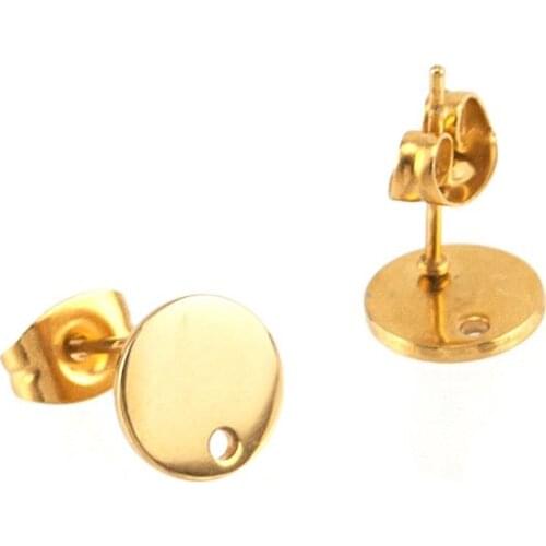 100% Stainless Steel Pending Round/Heart Earrings Gold/Sliver Loops Diy male stud earrings For Women Wholesale 50pcs