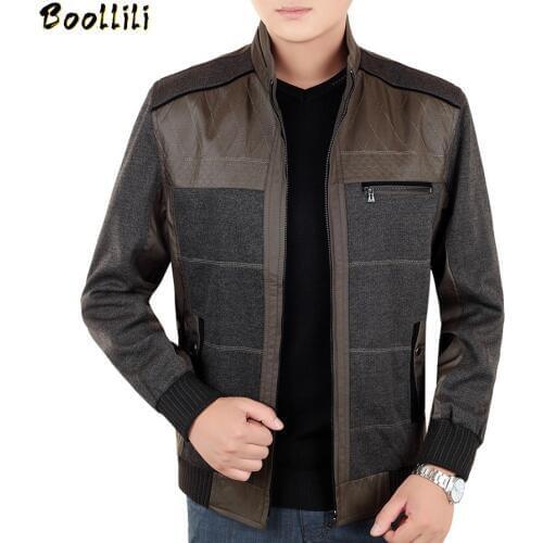 Boollili Jacket Men Casual Thin Mens Jackets 2020 Autumn Jacket Stand Collar Middle Age Slim Jaqueta Masculina Plus Size