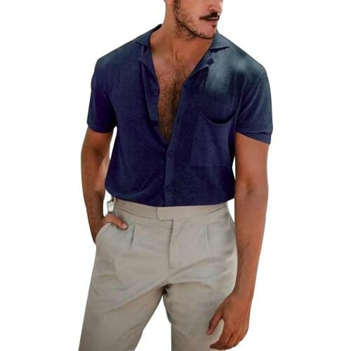 56# Mens Shirts Summer Casual Linen Solid Color Short Sleeves T-shirt Top Blouse Men Beach Fashion T-shirt Mens Clothing