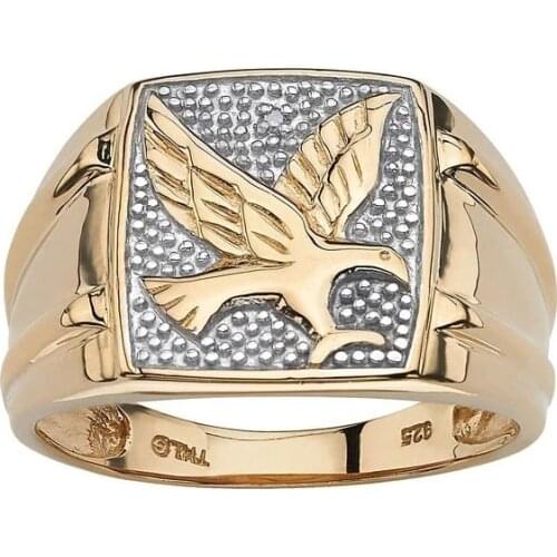 Mens Fashion Gold Color Eagle Ring Popular Punk Wedding Ring Anniversary Jewelry Cocktail Party Male Ring Lovers Gifts